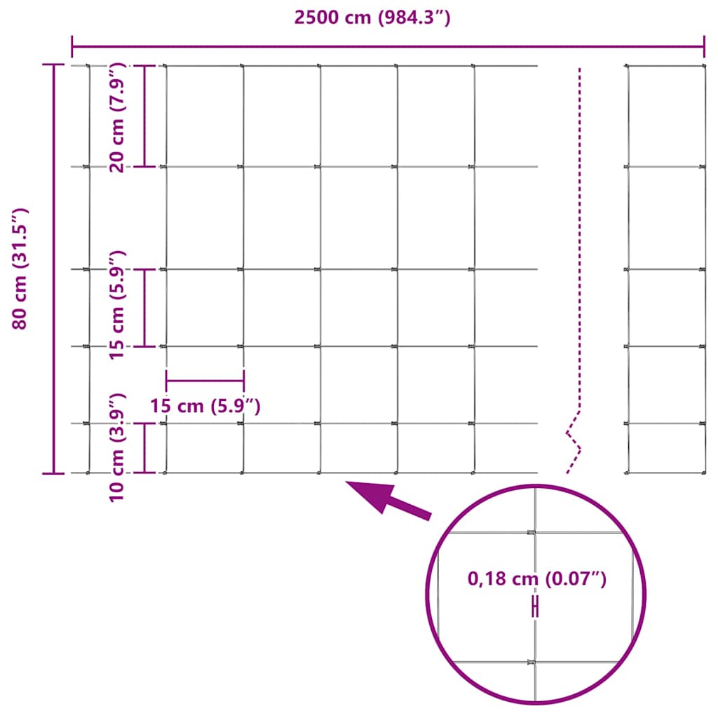 Field Fence Silver 25 x 0.8 m Galvanised steel