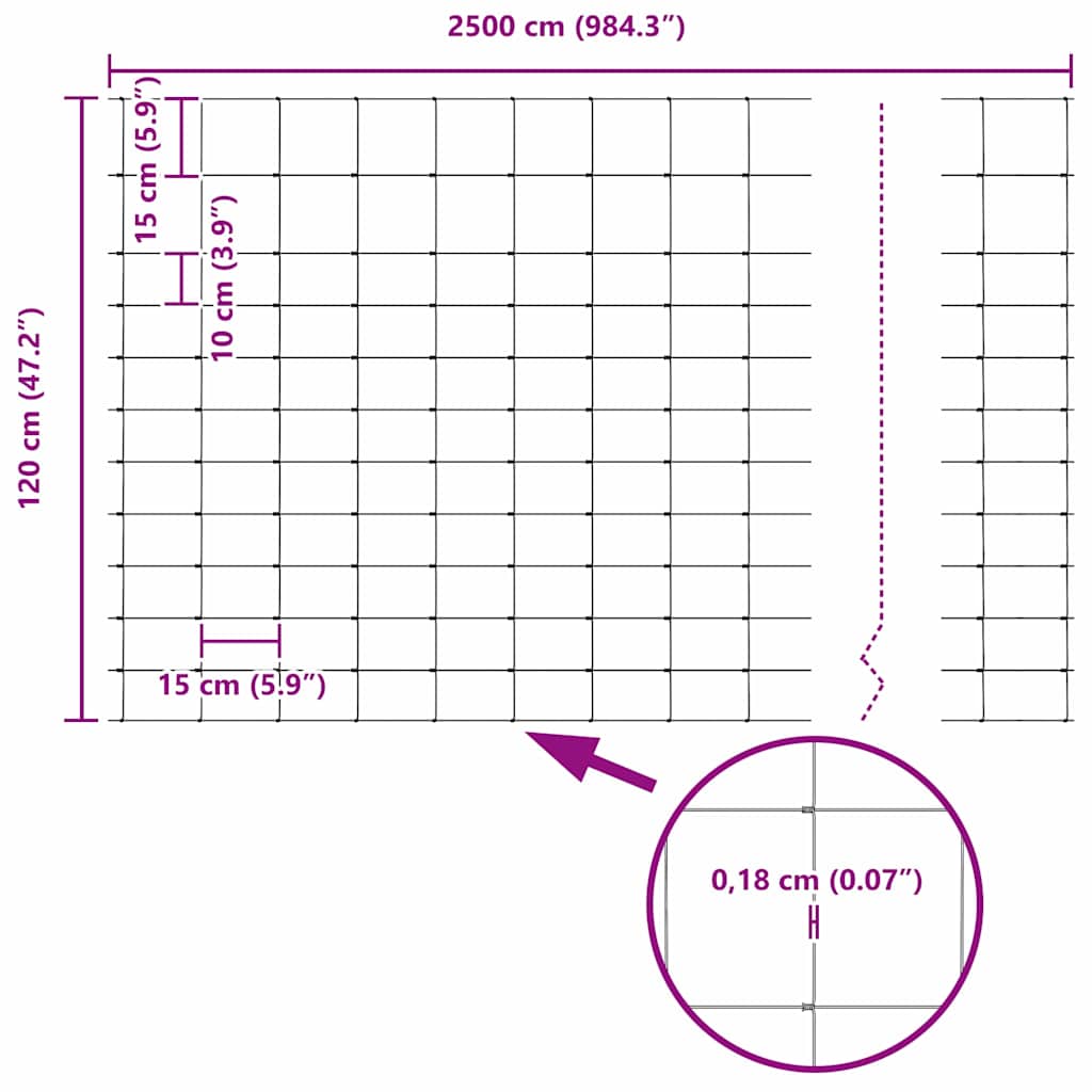 Field Fence Silver 25 x 1.2 m Galvanised steel
