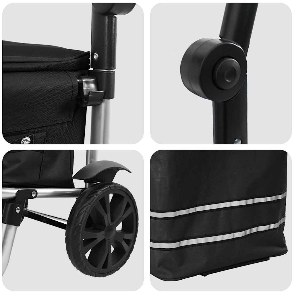 Shopping Trolley Black 36.5 x 46.5 x 100.5 cm Oxford fabric