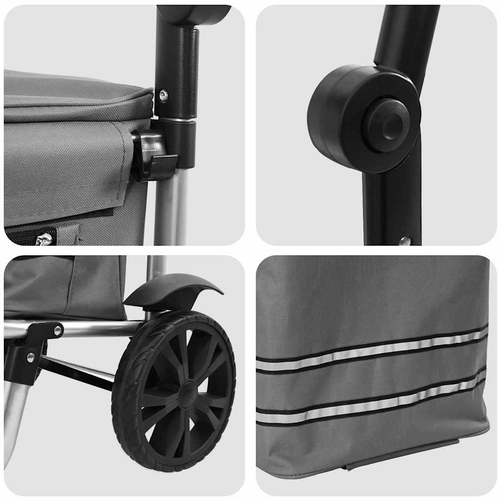Shopping Trolley Grey 36.5 x 46.5 x 100.5 cm Oxford fabric