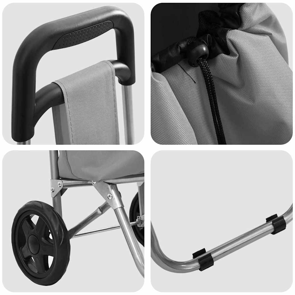 Shopping Trolley Folding Grey 35 x 28 x 92 cm Oxford fabric
