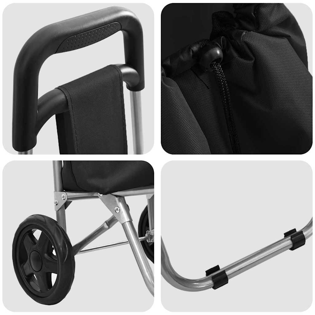 Shopping Trolley Folding Black 35 x 28 x 92 cm Oxford fabric