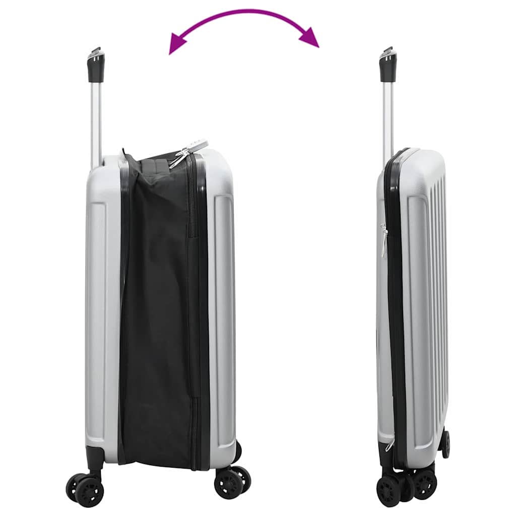 Suitcase Folding with Lock Silver 34 x 23 x 55.5 cm ABS Plastic