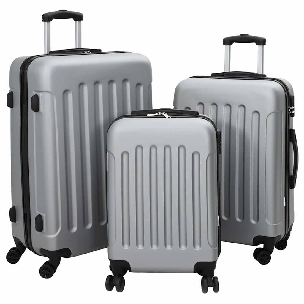 Suitcase with Lock 3 pcs Silver 50 x 31 x 78 cm ABS Plastic