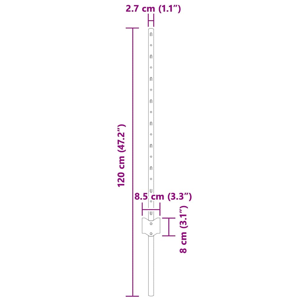 Fence Post 5 pcs Green 120 cm Steel