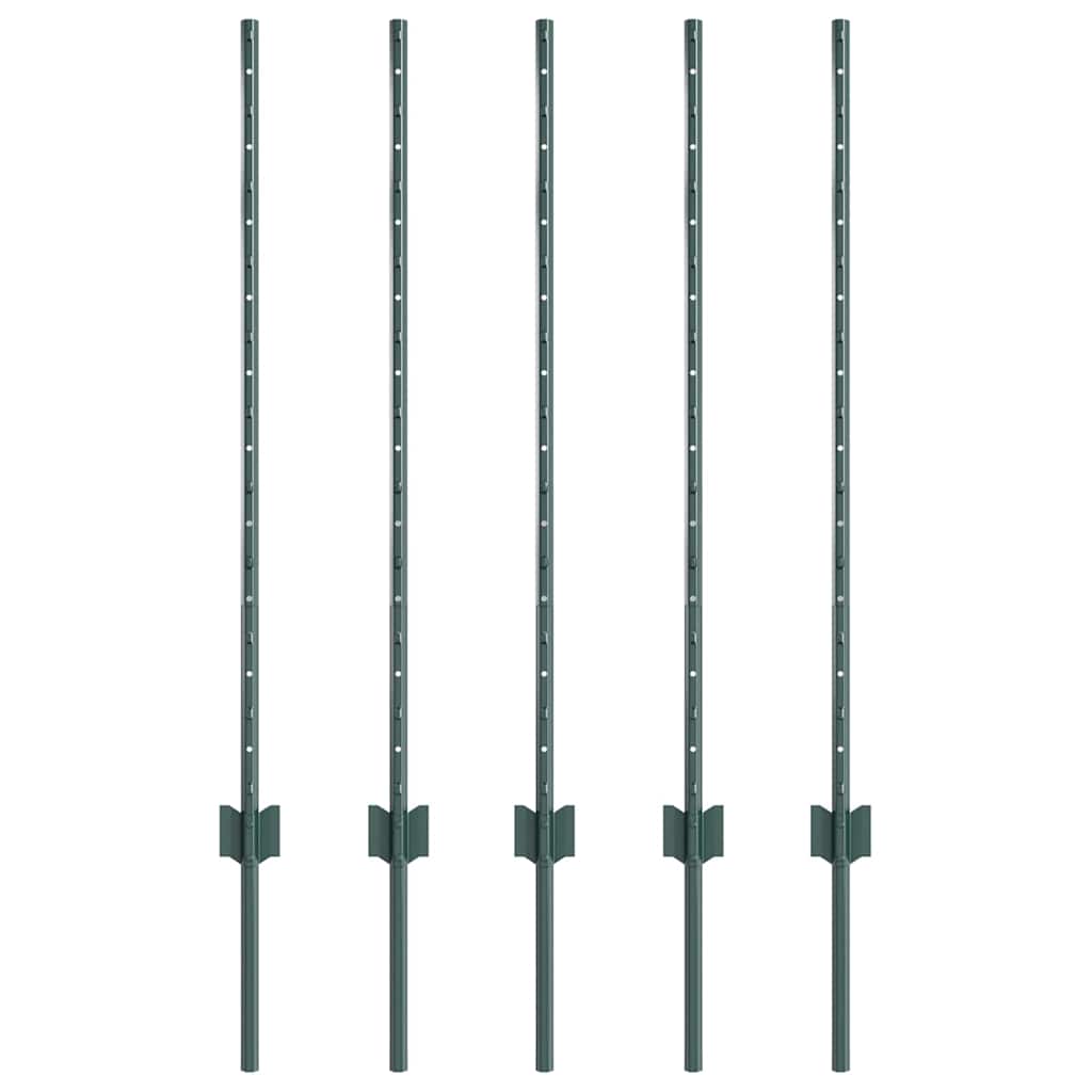 Fence Post 5 pcs Green 140 cm Steel