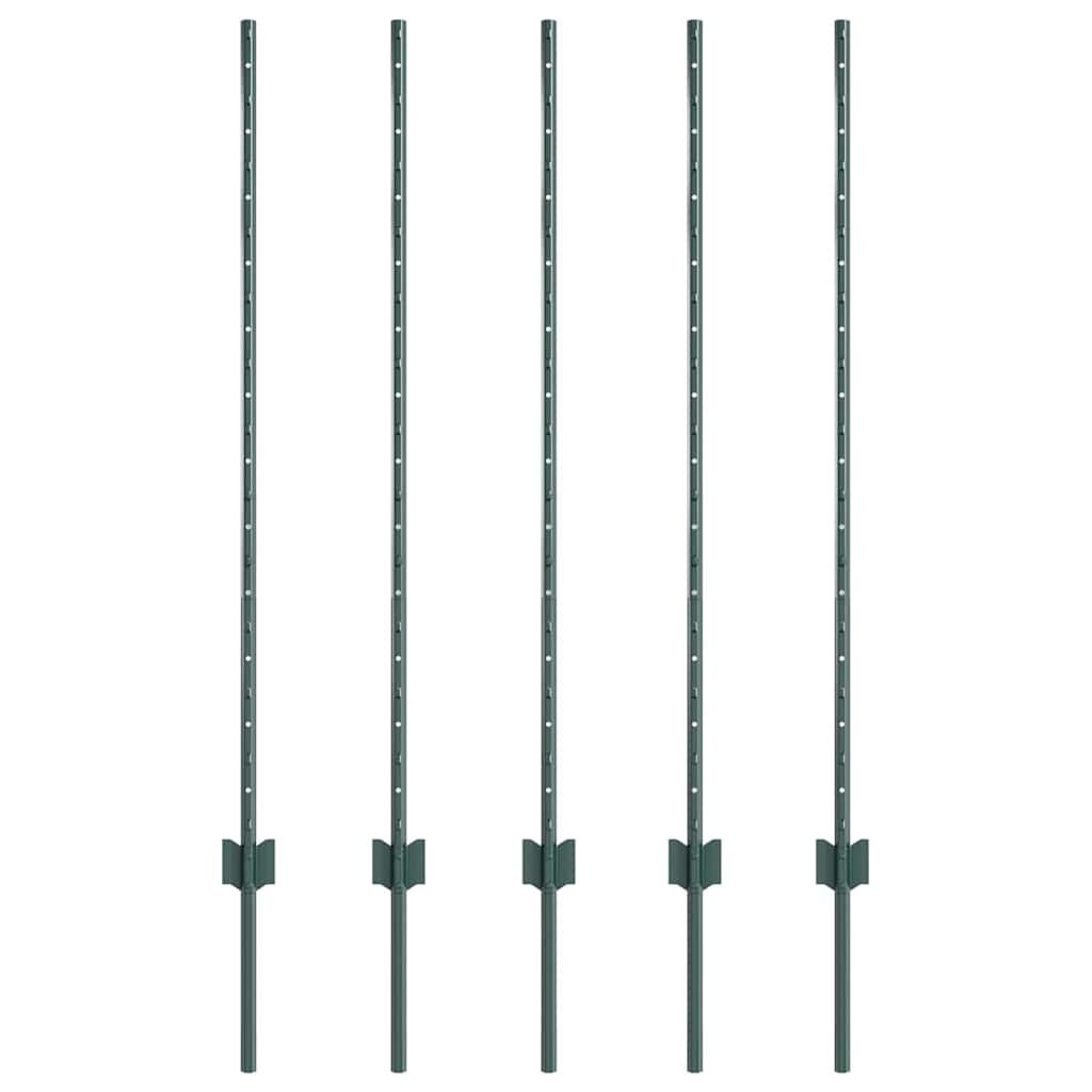 Fence Post 5 pcs Green 120 cm Steel