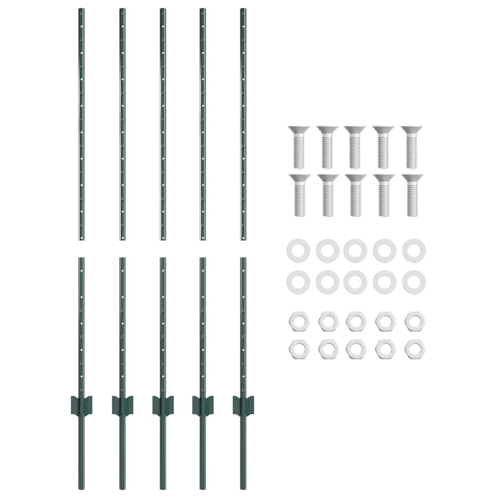 Fence Post 5 pcs Green 120 cm Steel