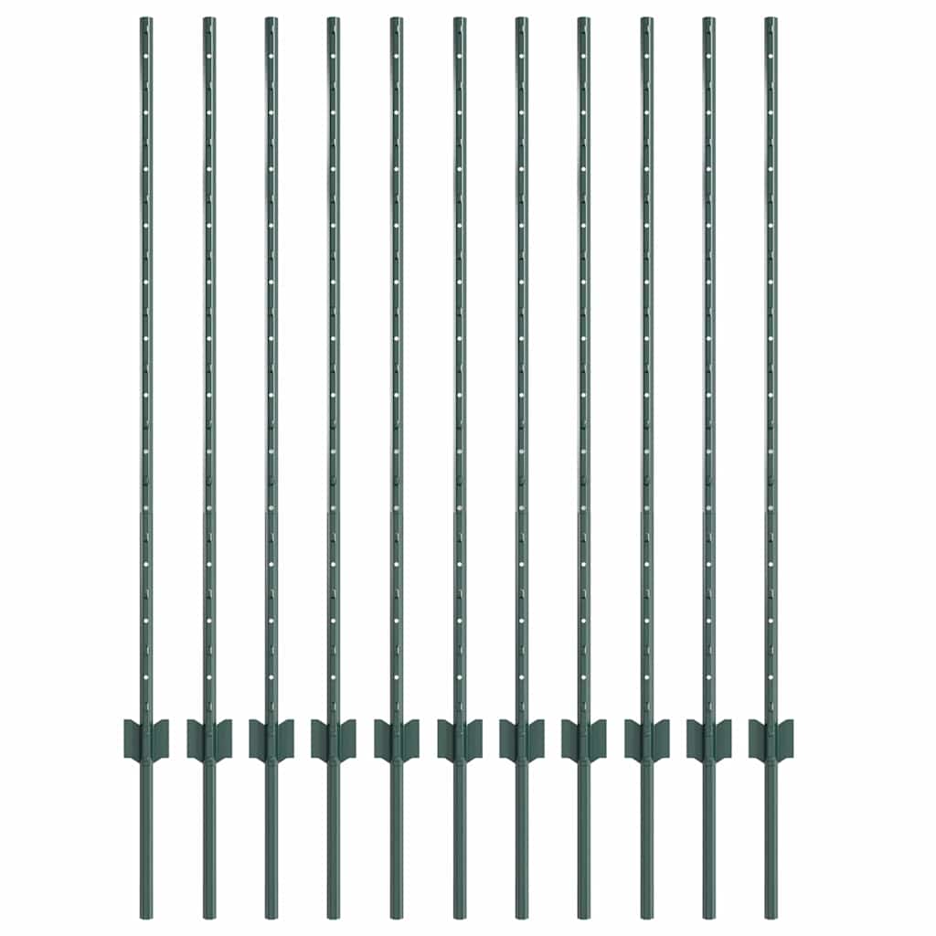 Fence Post 11 pcs Green 120 cm Steel