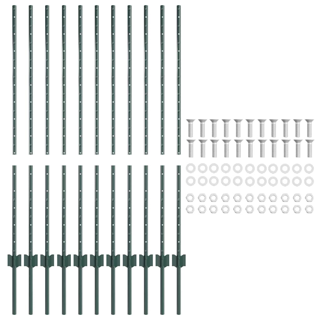 Fence Post 11 pcs Green 120 cm Steel