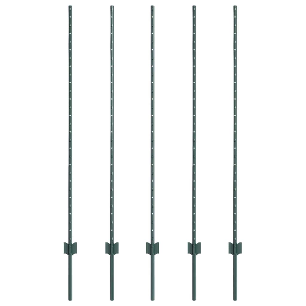 Fence Post 5 pcs Green 140 cm Steel