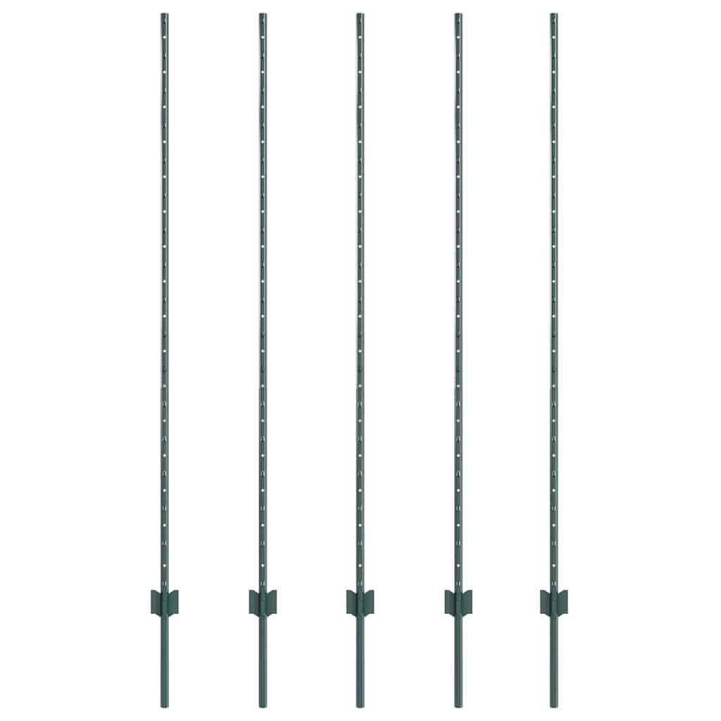Fence Post 5 pcs Green 150 cm Steel