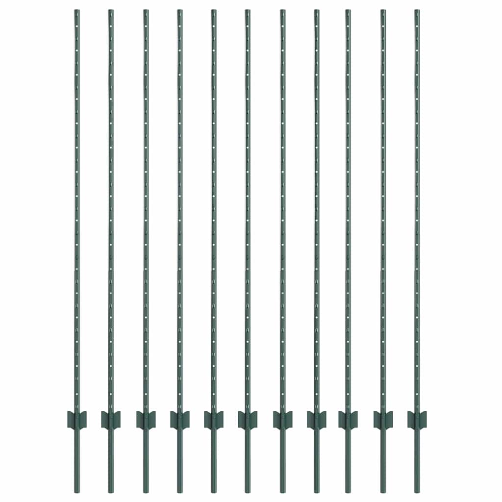 Fence Post 11 pcs Green 160 cm Steel