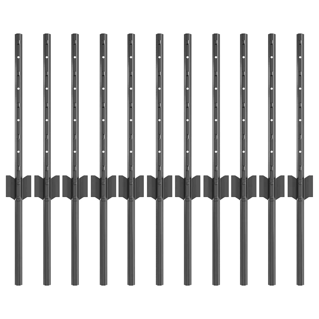 Fence Post 11 pcs Grey 40 cm Steel