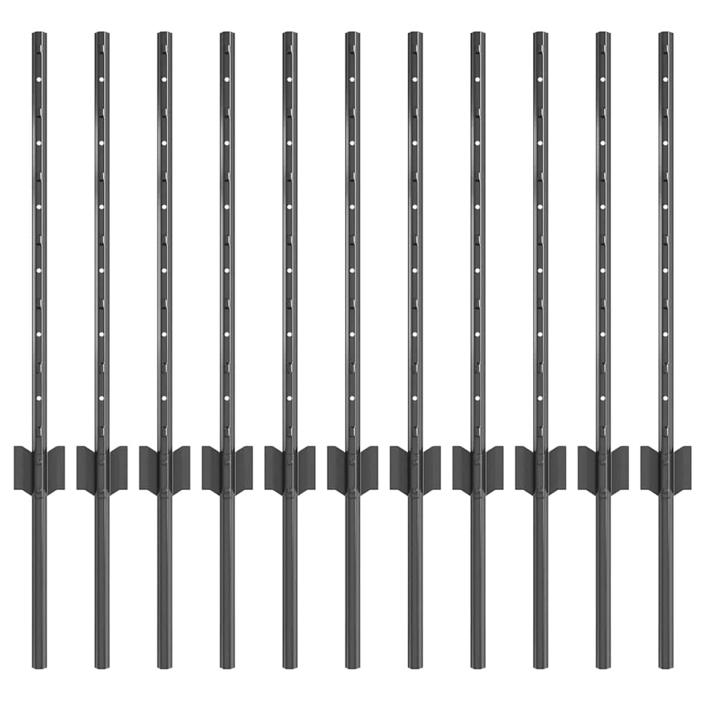 Fence Post 11 pcs Grey 60 cm Steel