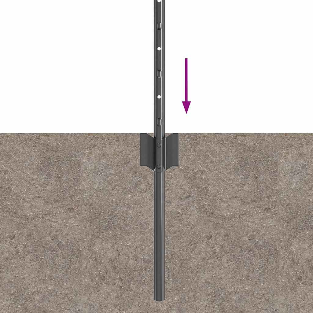 Fence Post 11 pcs Grey 60 cm Steel