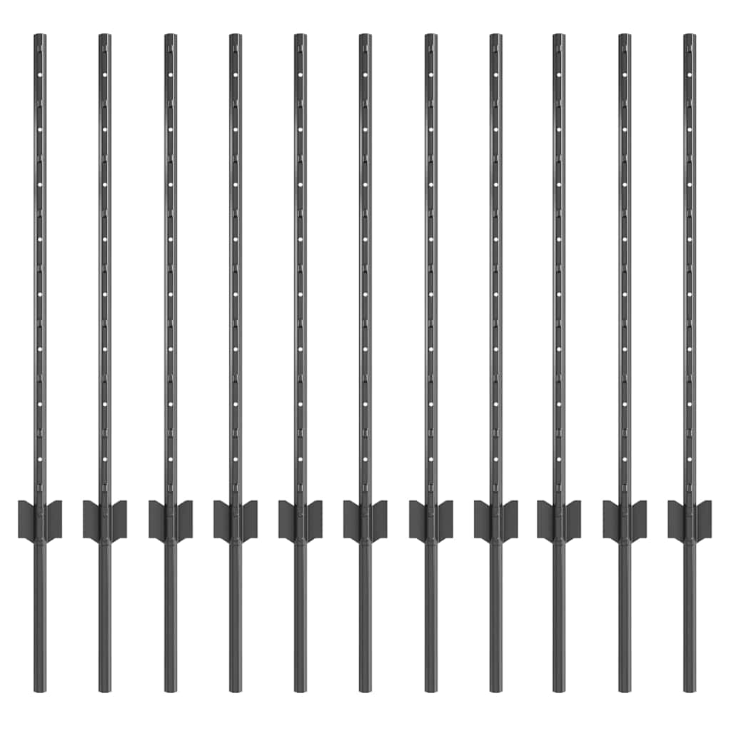 Fence Post 11 pcs Grey 80 cm Steel