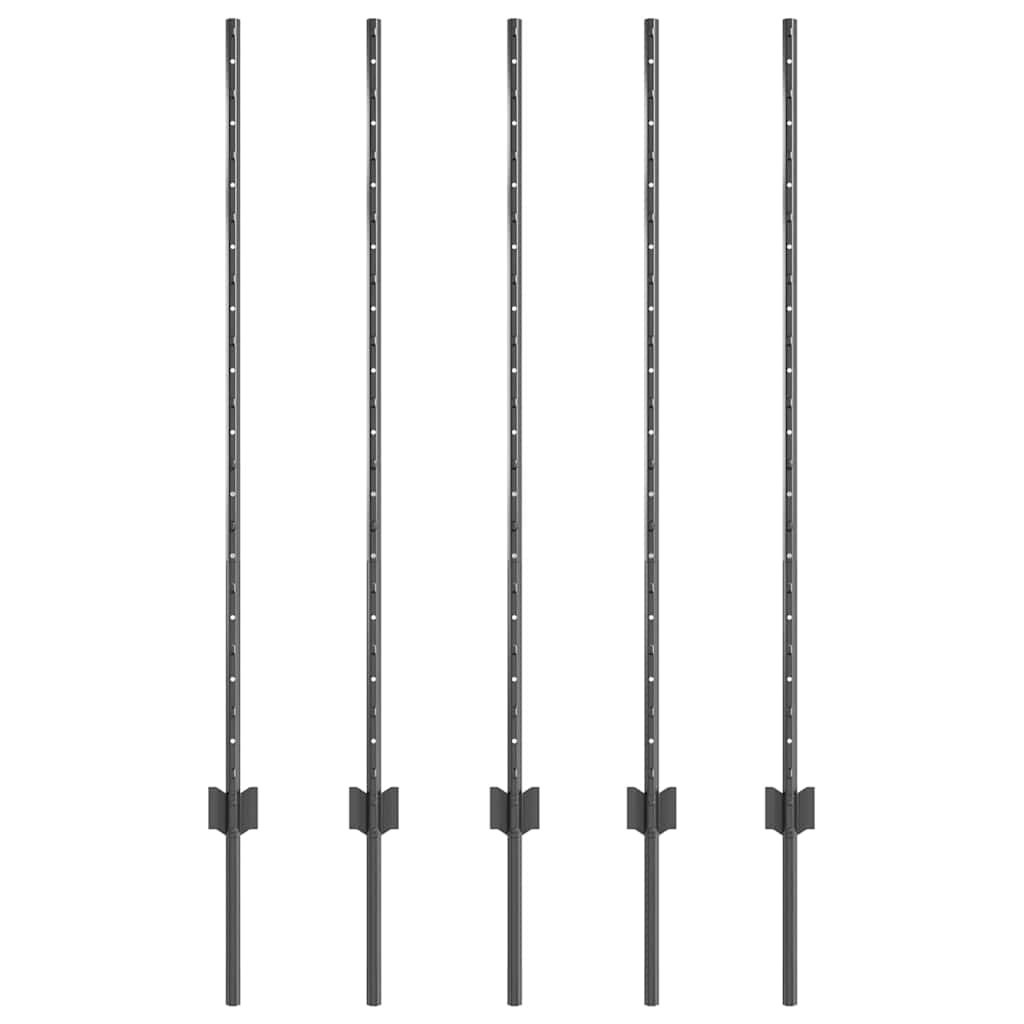 Fence Post 5 pcs Grey 120 cm Steel