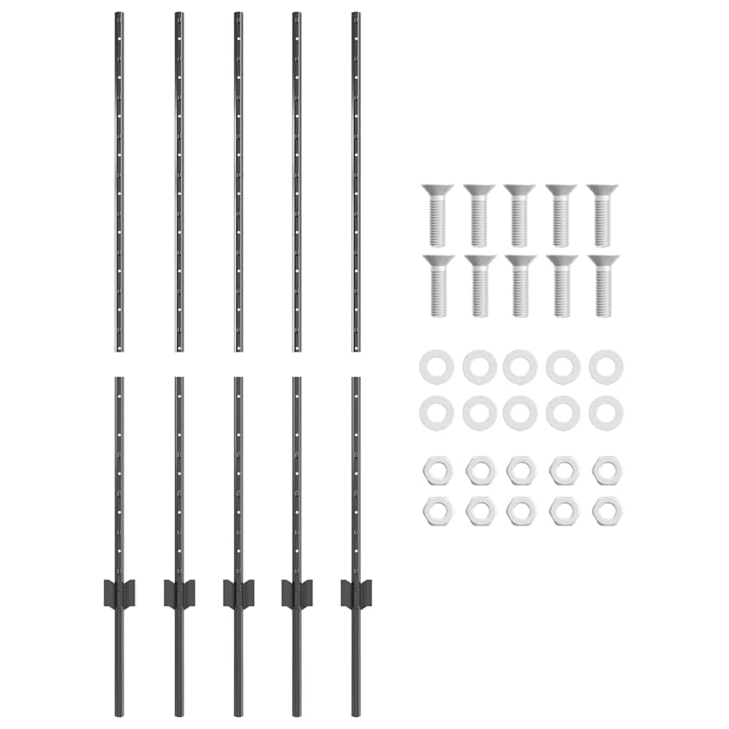 Fence Post 5 pcs Grey 120 cm Steel