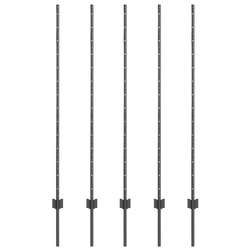 Fence Post 5 pcs Grey 140 cm Steel