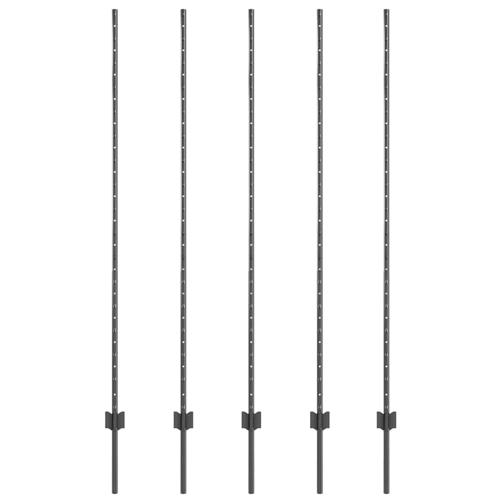 Fence Post 5 pcs Grey 150 cm Steel
