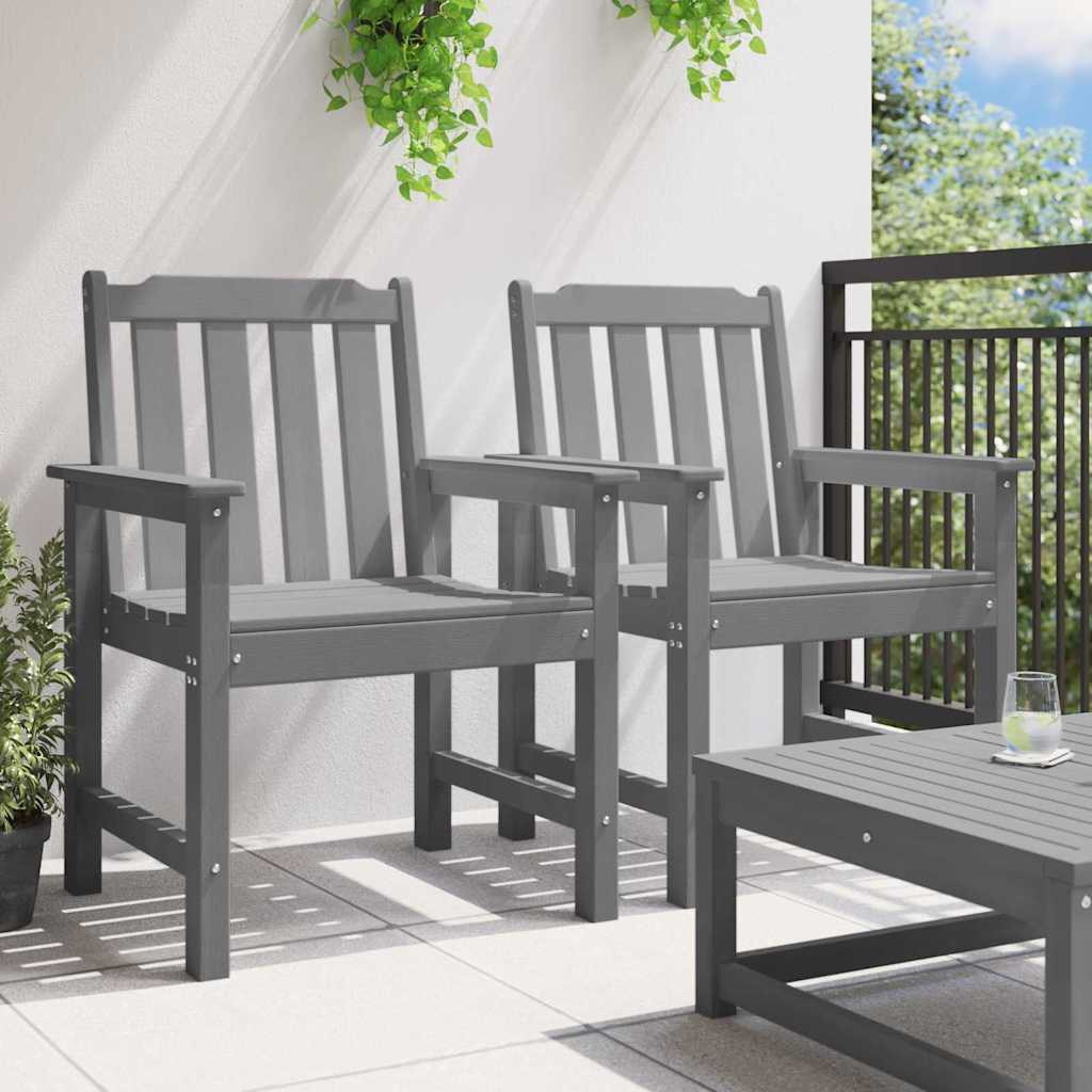 Garden Dining Chair 2 pcs Light Grey 65.5 x 59 x 88 cm HDPE