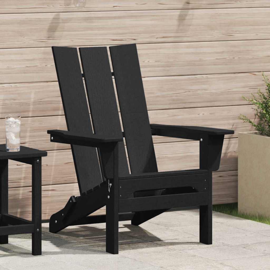Folding Adirondack Chair Black 80.5 x 74.5 x 92 cm HDPE