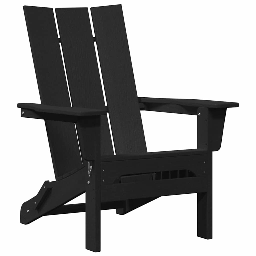 Folding Adirondack Chair Black 80.5 x 74.5 x 92 cm HDPE