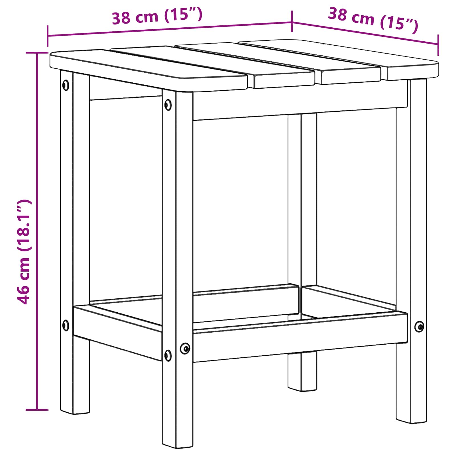 Side Table White 38 x 38 x 46 cm Polyethylene