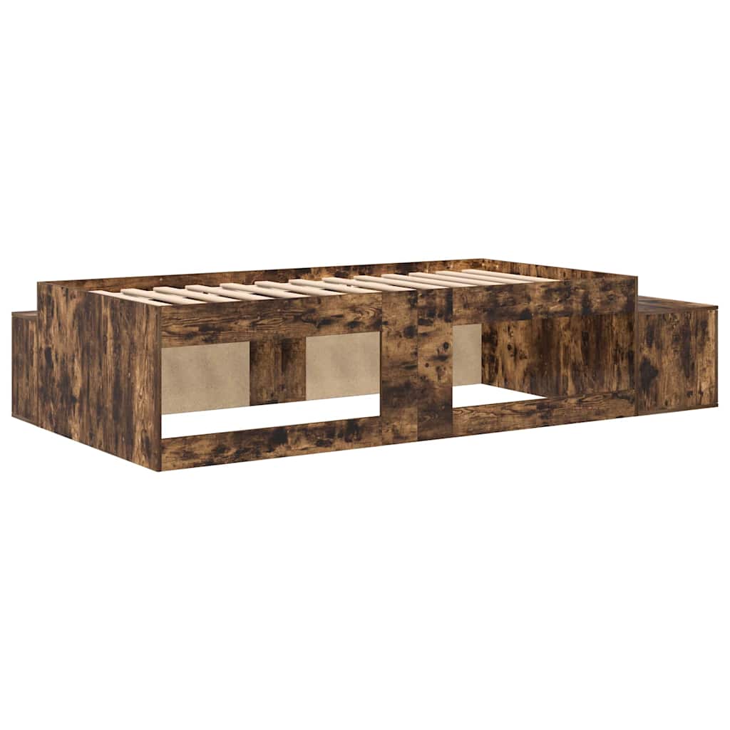 Storage Bed Frame with Storage Smoked Oak 90 cm Engineered Wood