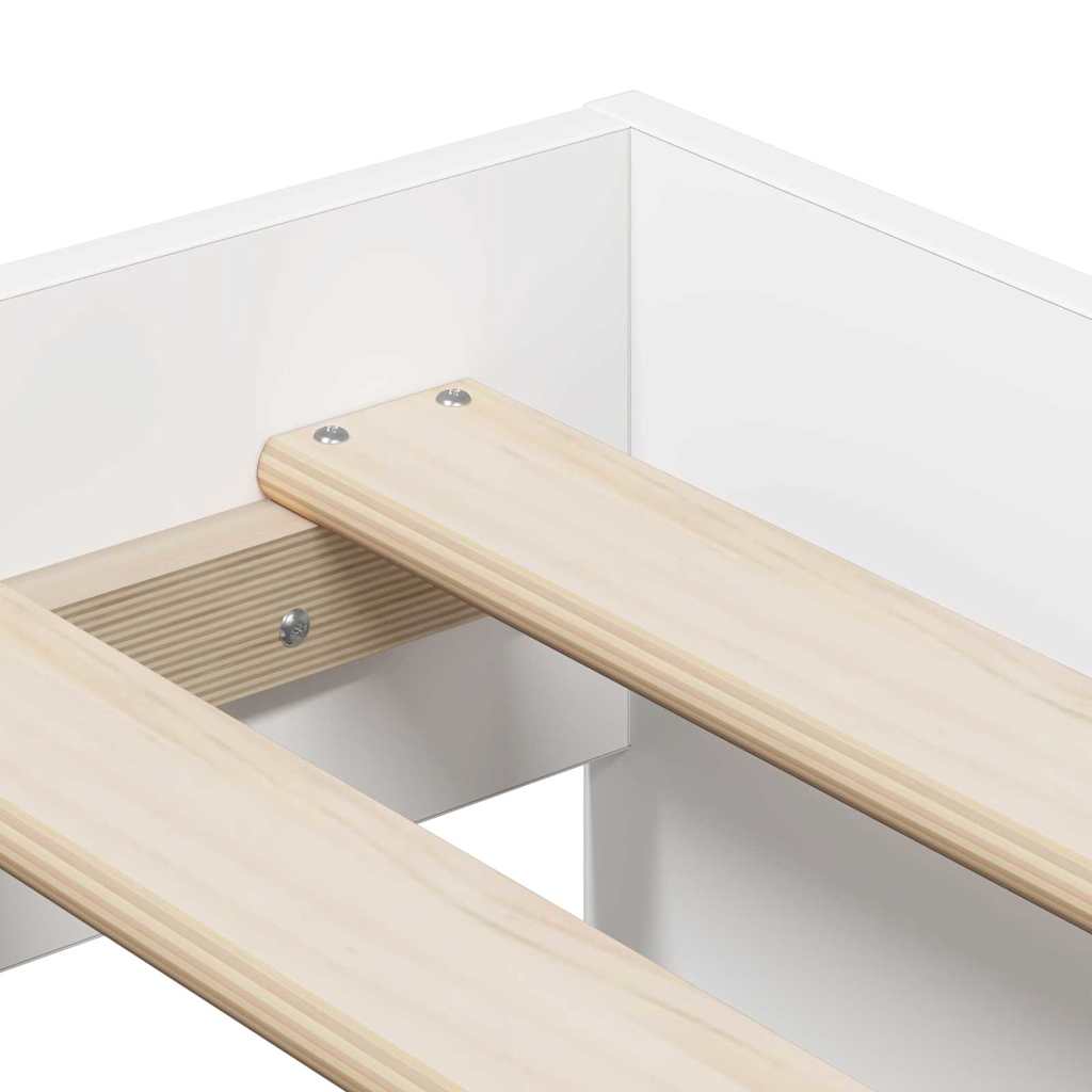 Storage Bed Frame with Storage White 80 cm Engineered Wood
