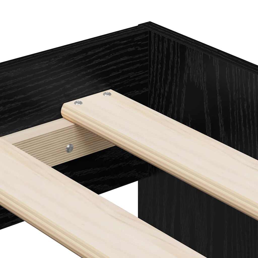 Storage Bed Frame with Storage Black Oak 80 cm Engineered Wood