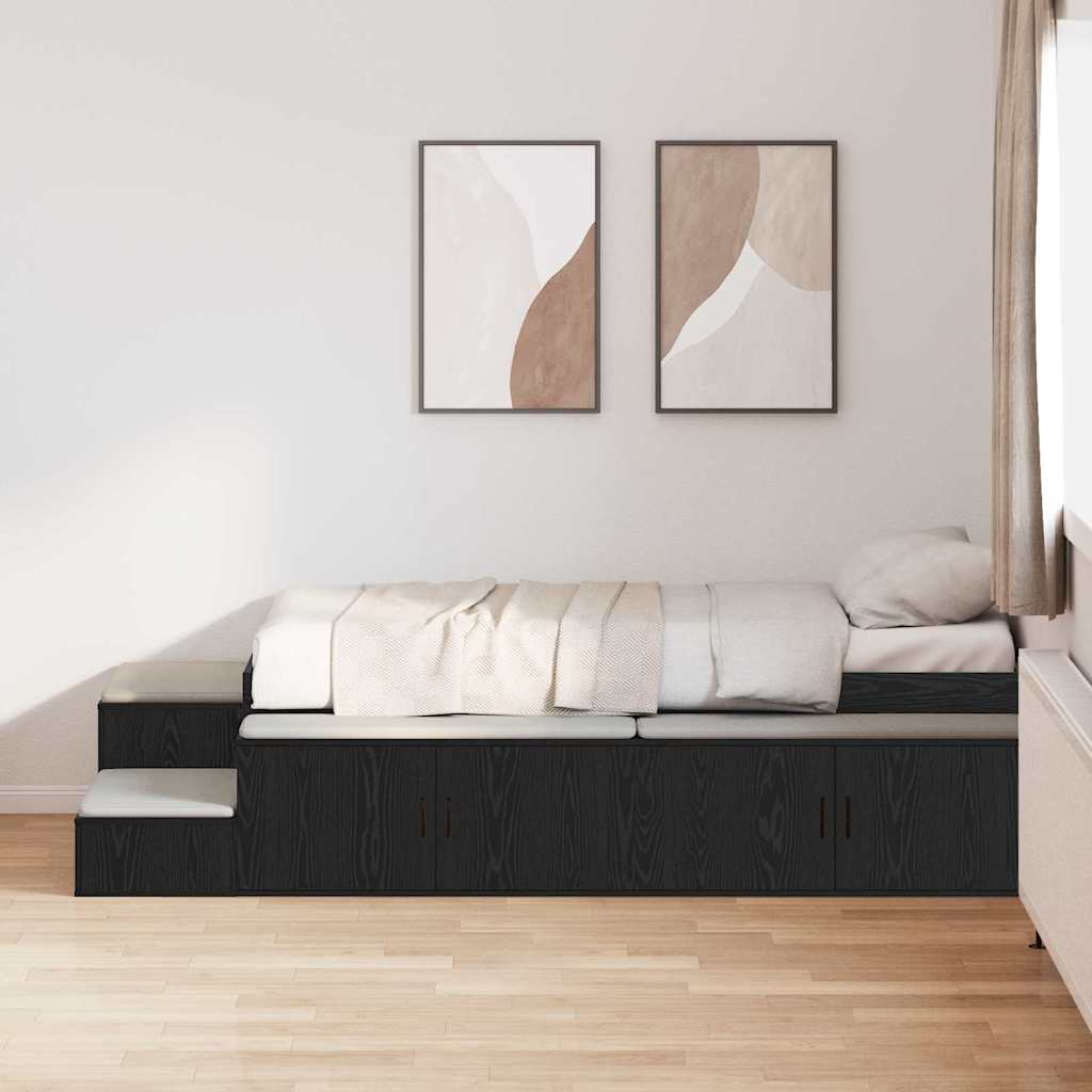 Storage Bed Frame with Storage Black Oak 80 cm Engineered Wood