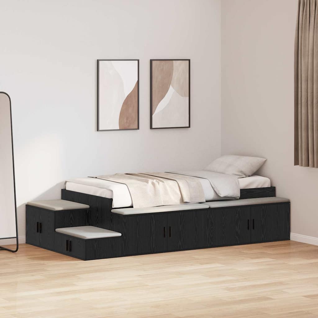 Storage Bed Frame with Storage Black Oak 80 cm Engineered Wood