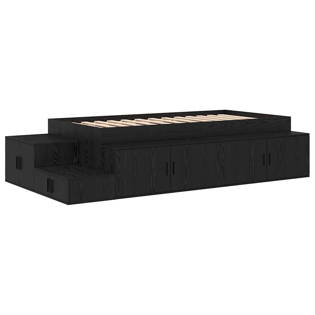 Storage Bed Frame with Storage Black Oak 80 cm Engineered Wood