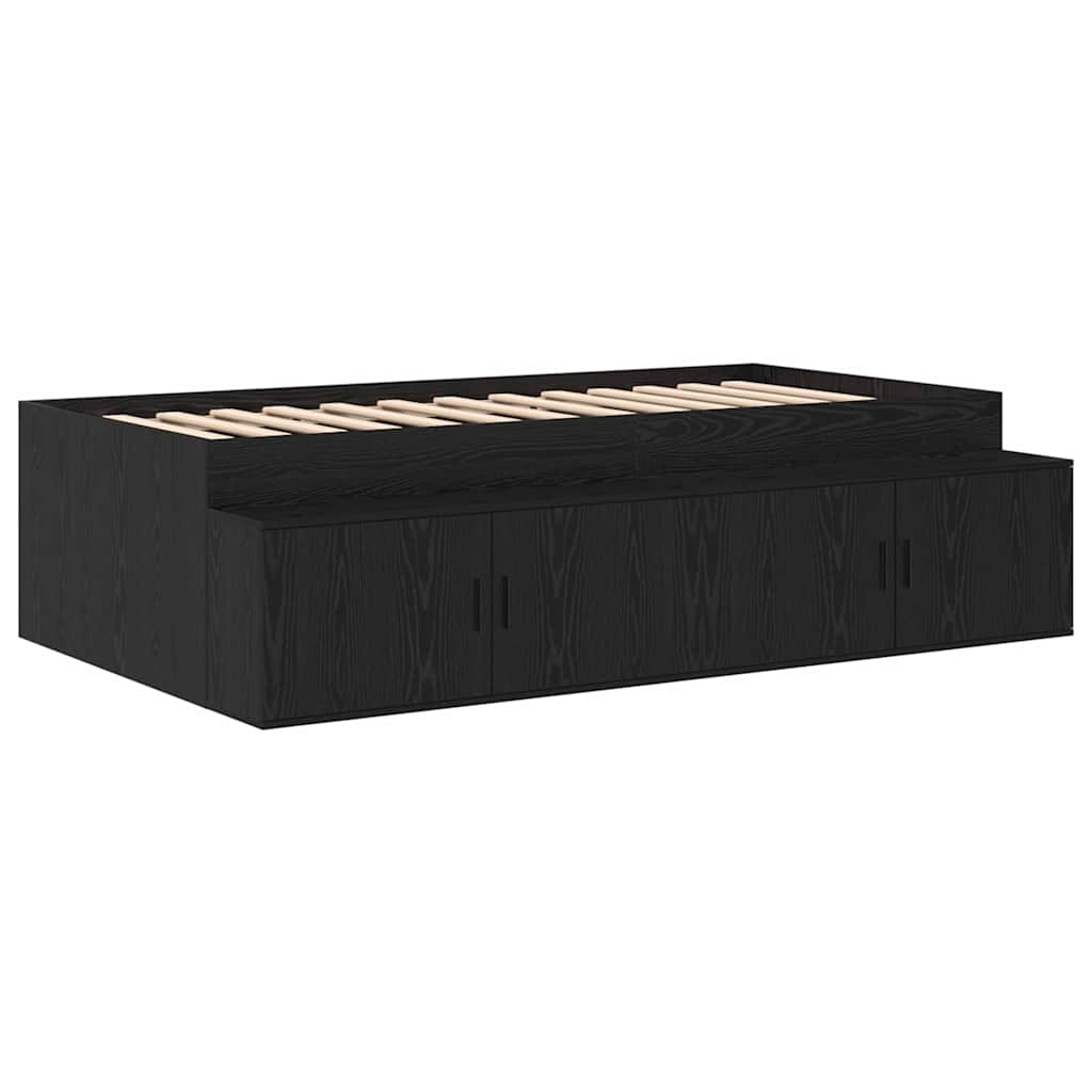 Storage Bed Frame with Storage Black Oak 80 cm Engineered Wood