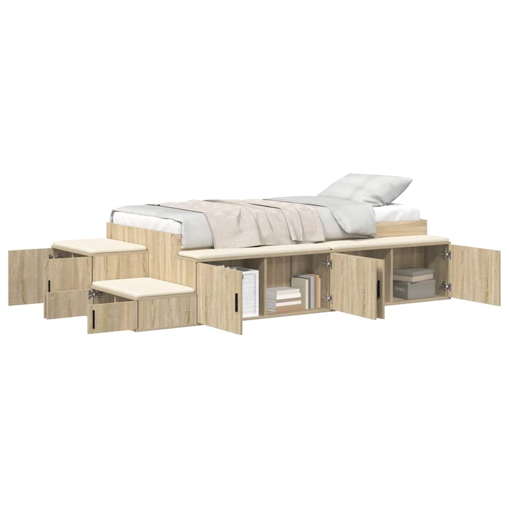 Storage Bed Frame with Storage Sonoma Oak 80 cm Engineered Wood