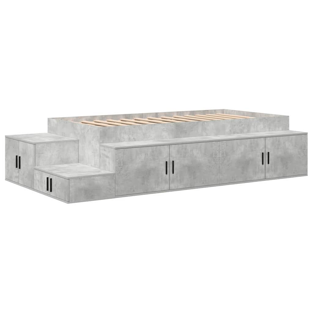 Storage Bed Frame Concrete Grey 80 cm Engineered Wood