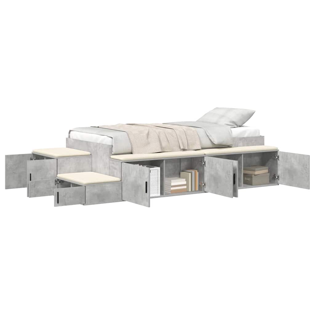 Storage Bed Frame Concrete Grey 80 cm Engineered Wood