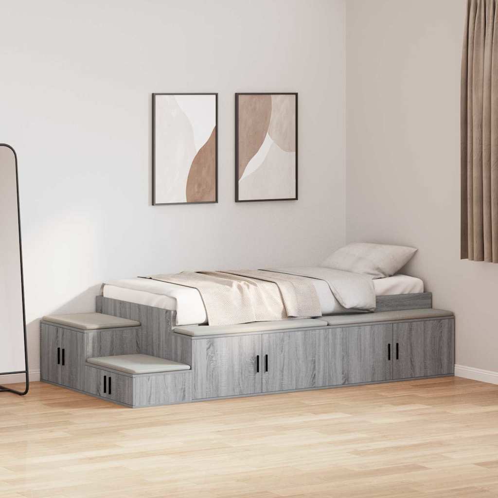 Storage Bed Frame Grey Sonoma 80 cm Engineered Wood