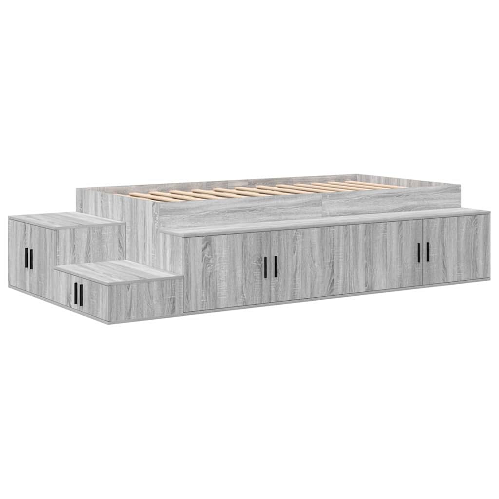 Storage Bed Frame Grey Sonoma 80 cm Engineered Wood