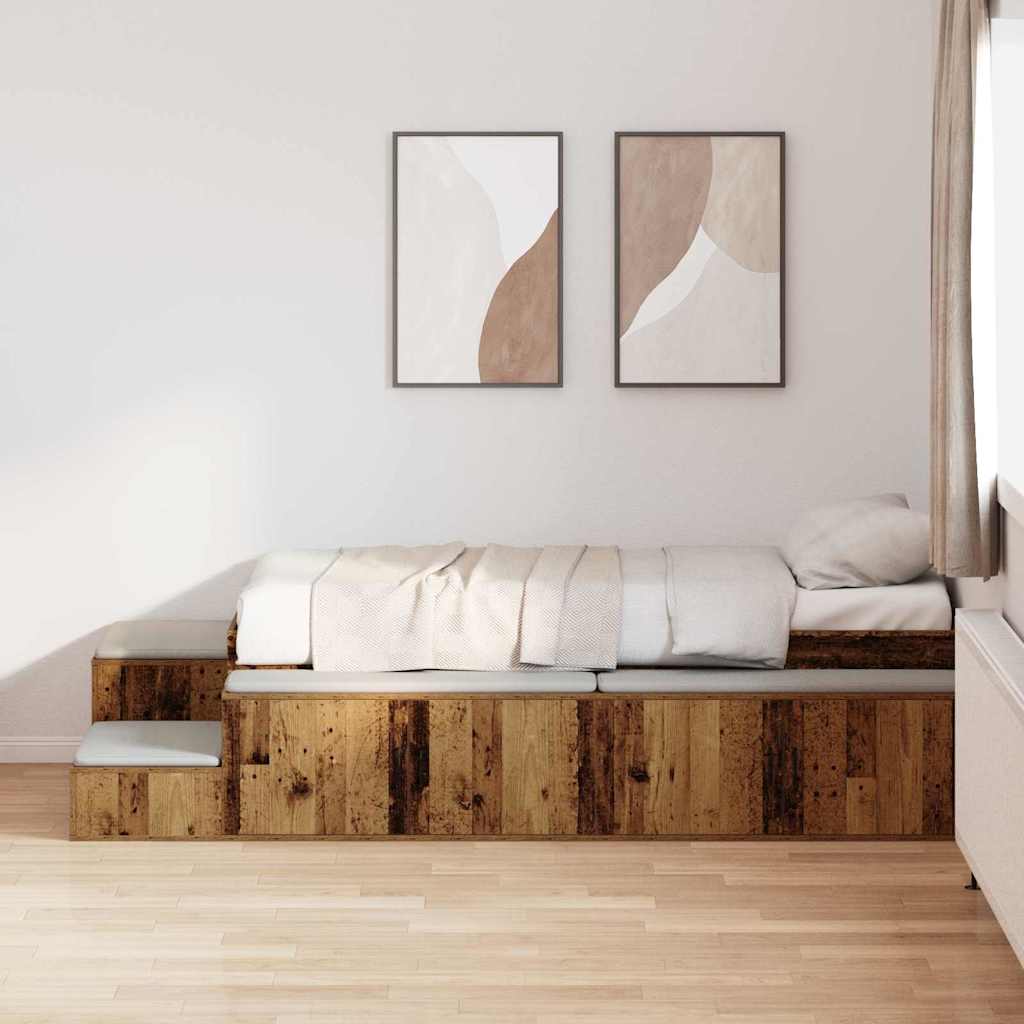 Storage Bed Frame with Storage Old Wood 80 cm Engineered Wood