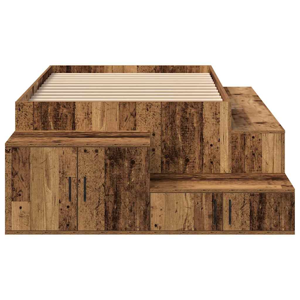 Storage Bed Frame with Storage Old Wood 80 cm Engineered Wood