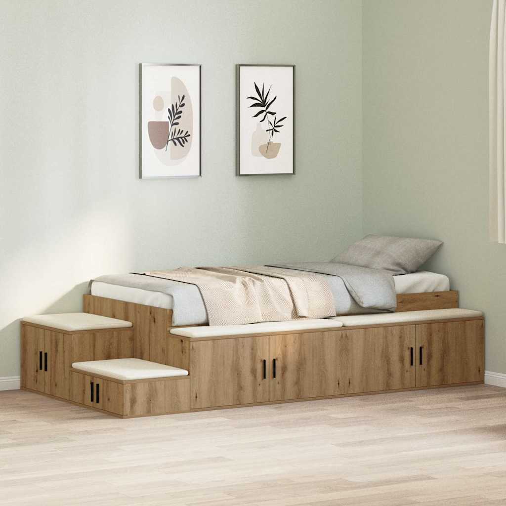 Storage Bed Frame Artisan Oak 80 cm Engineered Wood