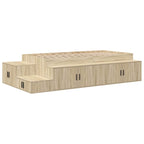 Storage Bed Frame with Storage Sonoma Oak 90 cm Engineered Wood