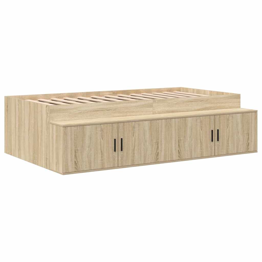 Storage Bed Frame with Storage Sonoma Oak 90 cm Engineered Wood