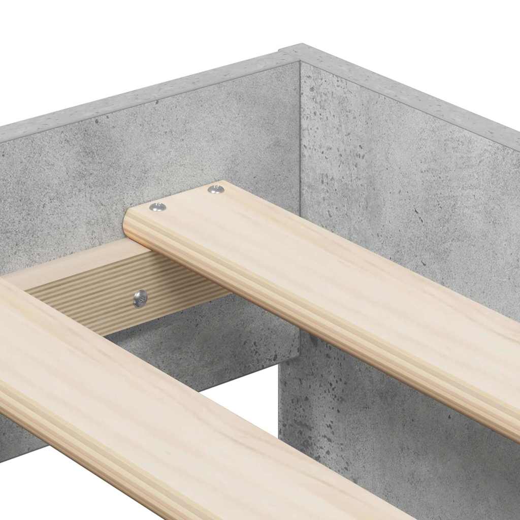 Storage Bed Frame Concrete Grey 90 cm Engineered Wood