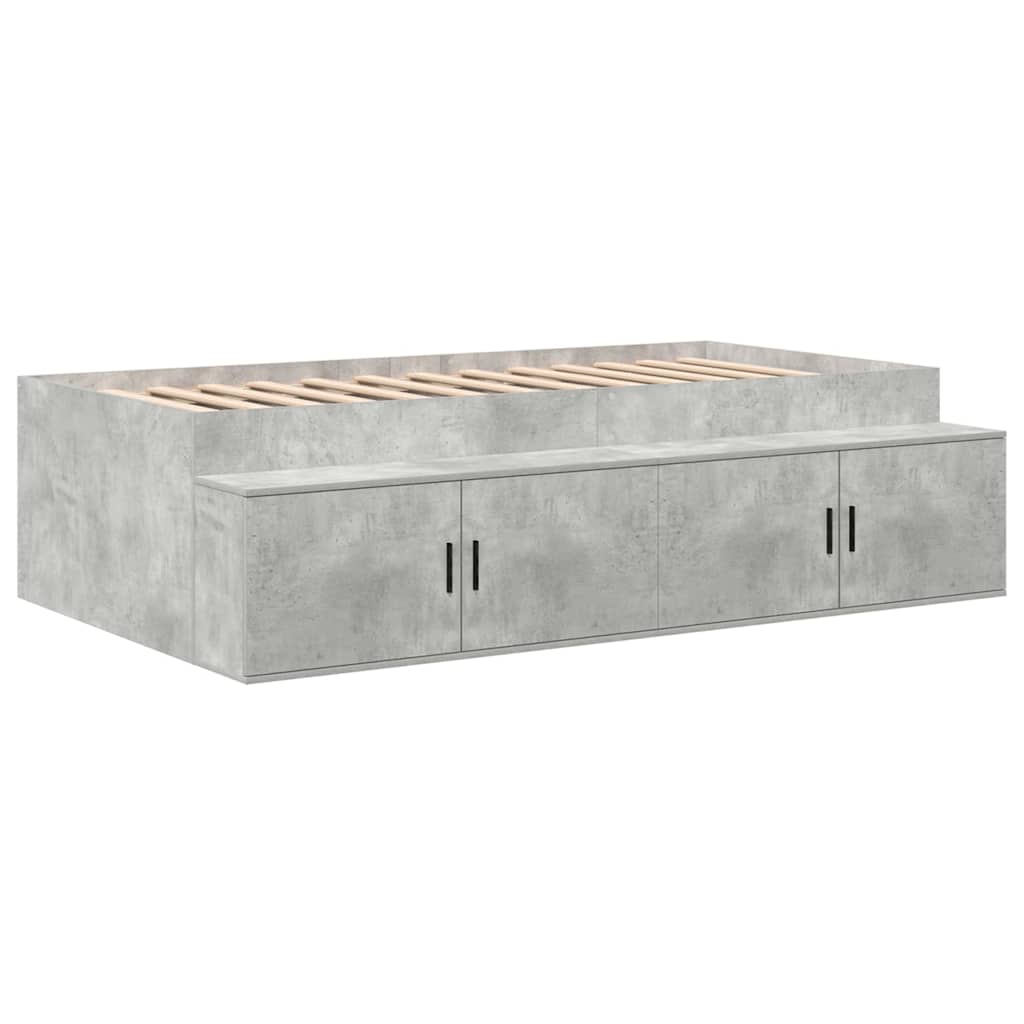 Storage Bed Frame Concrete Grey 90 cm Engineered Wood