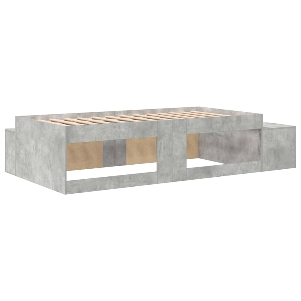 Storage Bed Frame Concrete Grey 90 cm Engineered Wood