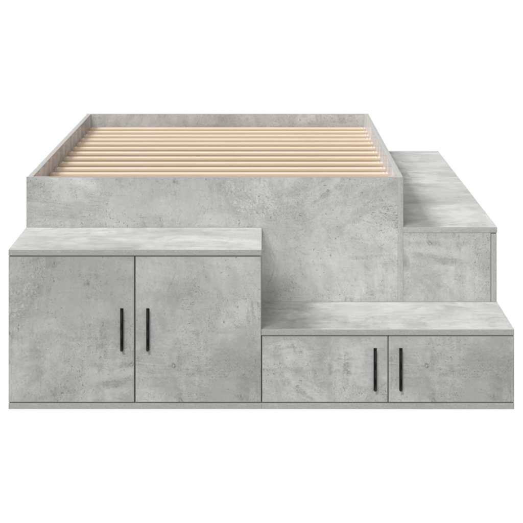 Storage Bed Frame Concrete Grey 90 cm Engineered Wood